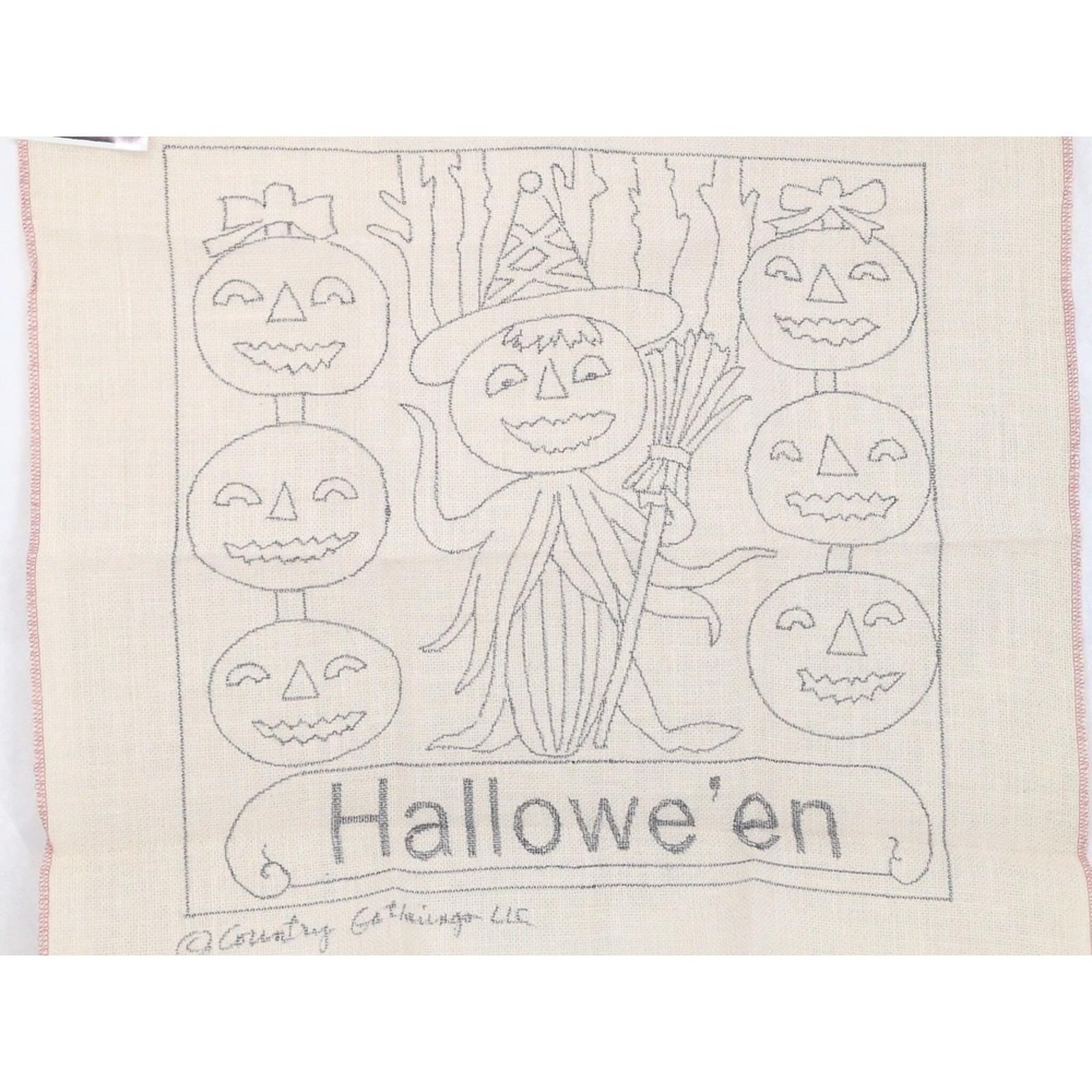 Halloween  Rug Hooking Pattern Pumpkin Linen Country Gatherings Tricia Travis